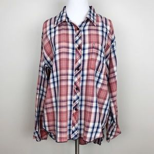 Denim & Supply | Plaid Cold Shoulder Shirt Hi Low